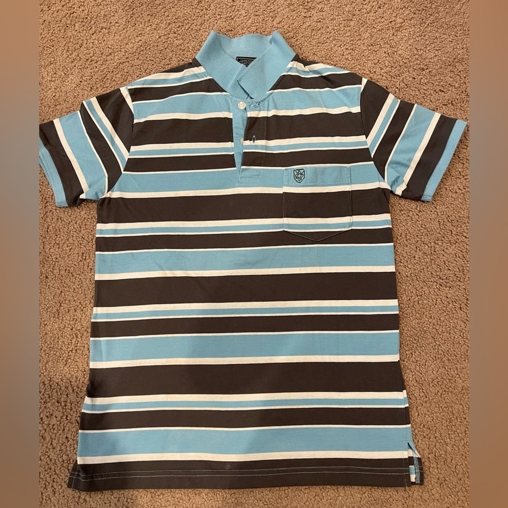 Young Men's CANADIAN CLUB slim fit striped blue/gray polo shirt